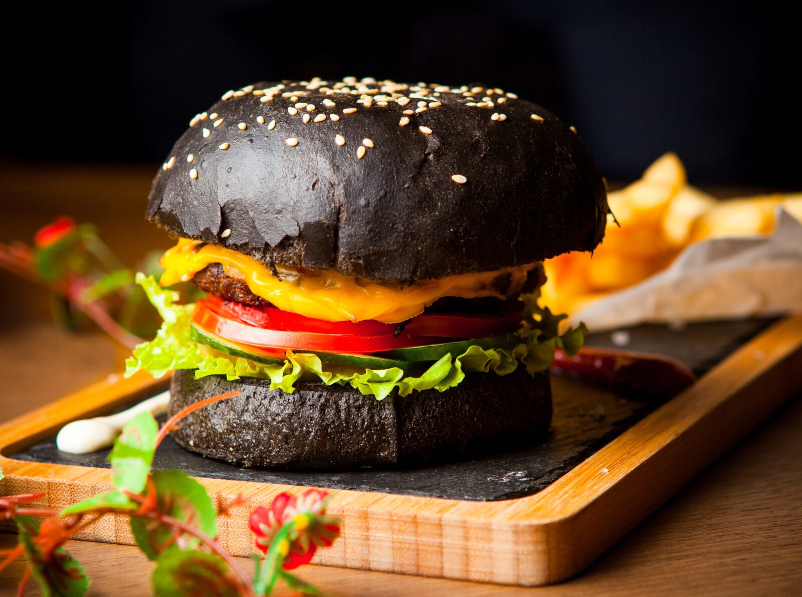 Black Burger Schwarzer Burger Schokolade Honigpulver Manuka