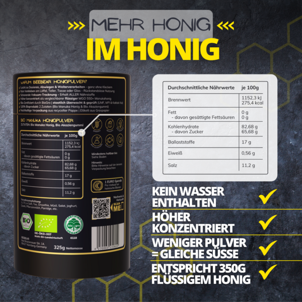 Mehr Honig im Honig Bio Manuka Honigpulver