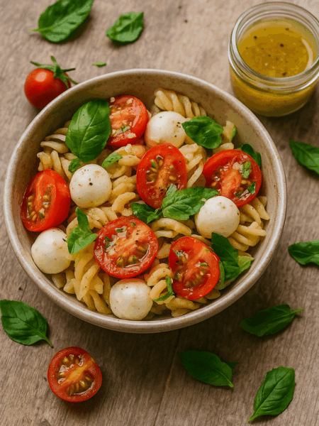 Nudeln Tomate-Mozzarella Bowl