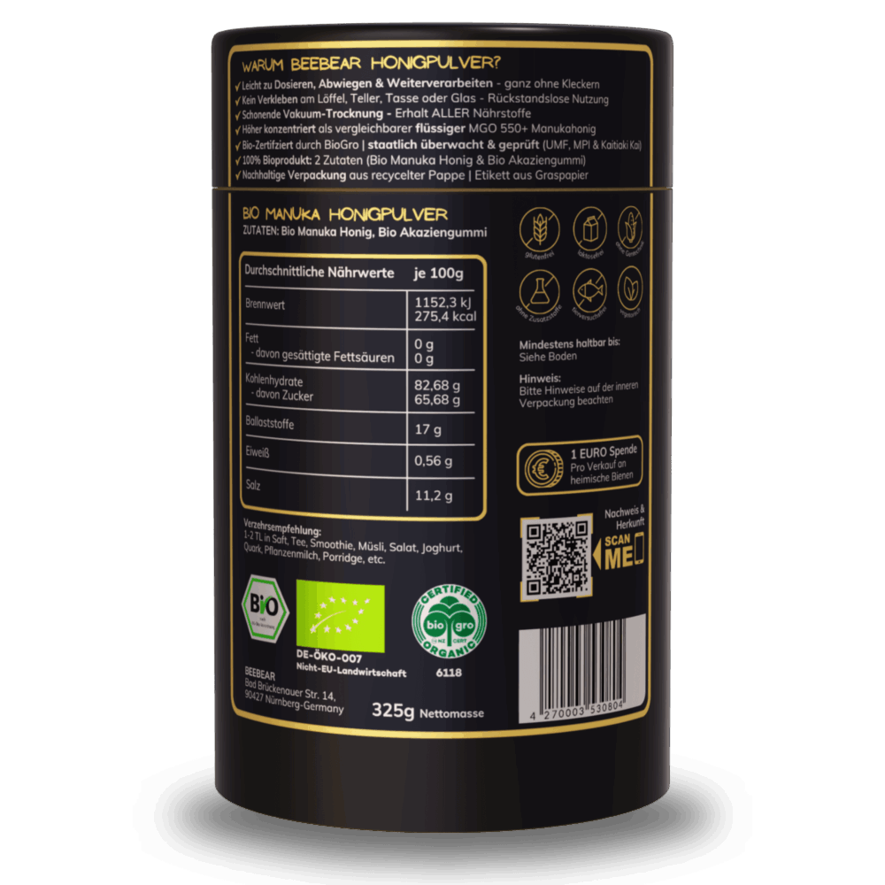 Bio Manuka Honigpulver MGO 550+ aus Neuseeland – Bild 2